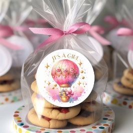 Adesivo É um Chá de fraldas Dourado de Balões de Ar Quente