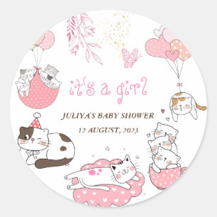 Adesivo É um chá de fraldas feminino com gatos