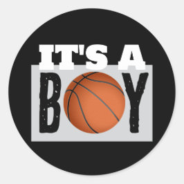 Adesivo É um Chuveiro de Bebê de Basquete Masculino Preto
