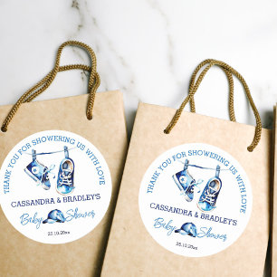 Adesivo É um garoto calçado azul de bebê obrigado você fav