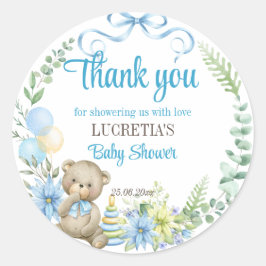 Adesivo É um garoto chá de fraldas floral de coroa obrigad