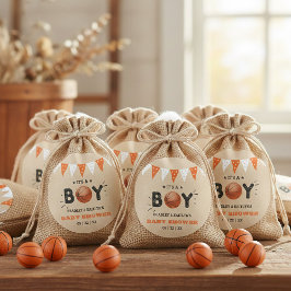 Adesivo É um menino! Chá de fraldas de Basquete Themed Co-