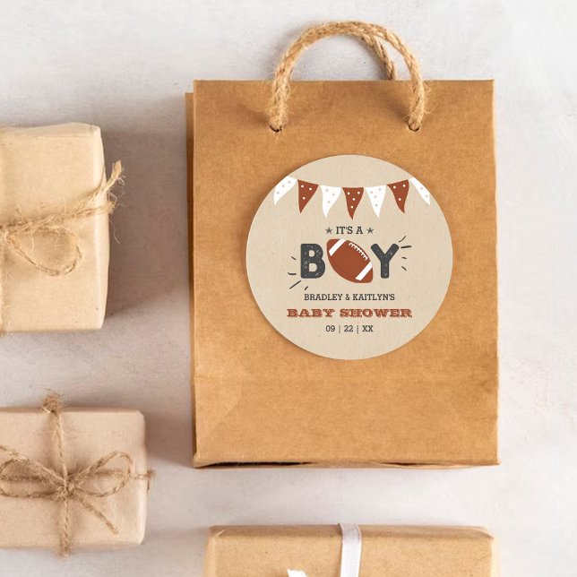 Adesivo É um menino! Chá de fraldas de Futebol Themed Co-e (Criador carregado)