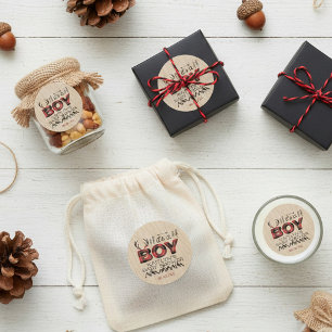 Adesivo É um menino! Chá de fraldas de Lumberjack de Xad