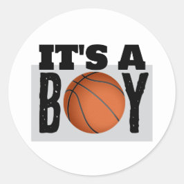 Adesivo É um Menino Chuveiro de Bebê Basquete Branco