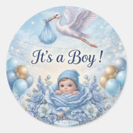 Adesivo É um Menino Fantasia Stork Bebe Revelação