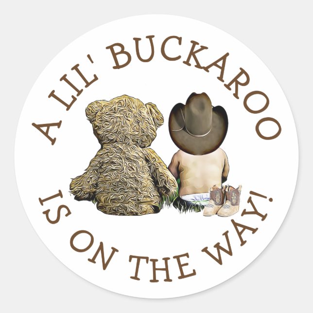 Adesivo É um pequeno Chá de fraldas de cowboy (Frente)