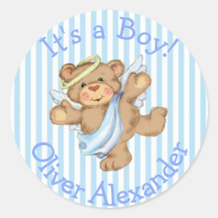 Adesivo É um Urso de Pelúcia Anjo Personalizado Menino