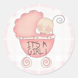 Adesivo É uma garota! Anúncio de Buggy Bebê Rosa