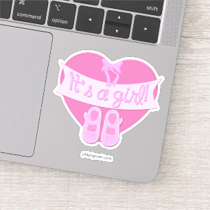 Adesivo É uma garota Arco cor-de-rosa Calçados bebê Ch