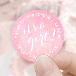 Adesivo É uma garota! Chá de fraldas de Script de Aquare