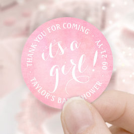 Adesivo É uma garota! Chá de fraldas de Script de Aquarela