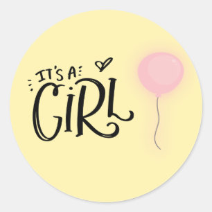 Adesivo É uma menina com balão cor-de-rosa