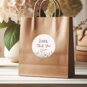 Adesivo É uma Menina com Chuveiro de Bebê de Flores da Pri