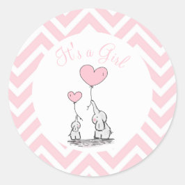 Adesivo É uma menina Pastel Baby Elephant com personagem c