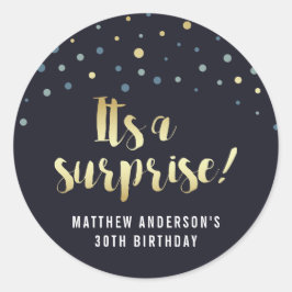 Adesivo É uma surpresa! Gold Foil Confetti Birthday