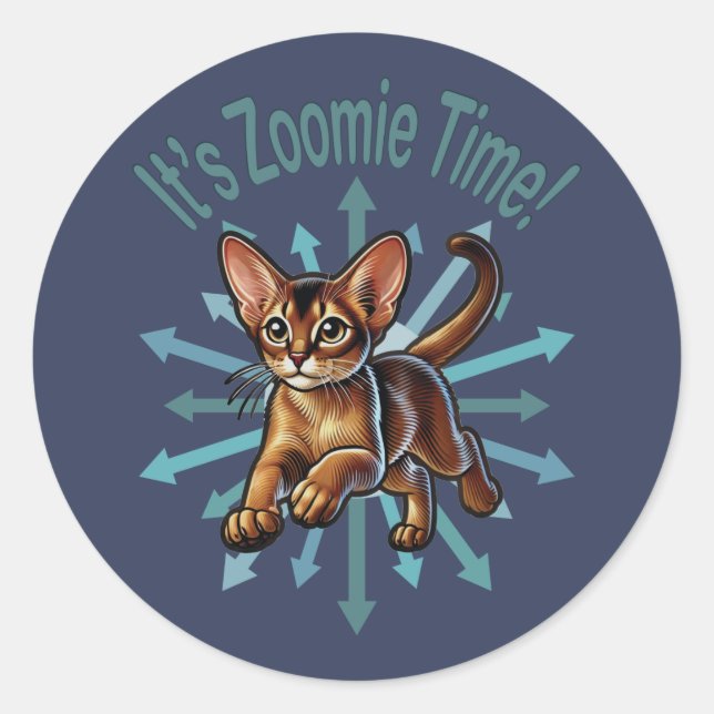 Adesivo É Zoomie Time Abyssinian Cat (Frente)