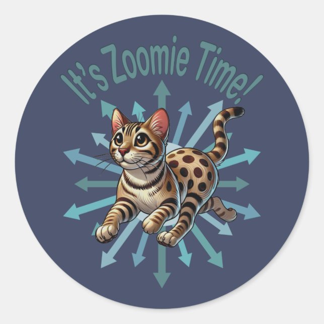 Adesivo É Zoomie Time Bengal Cat (Frente)