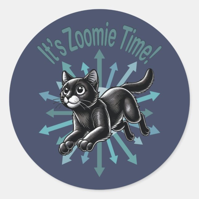 Adesivo É Zoomie Time Black Cat (Frente)
