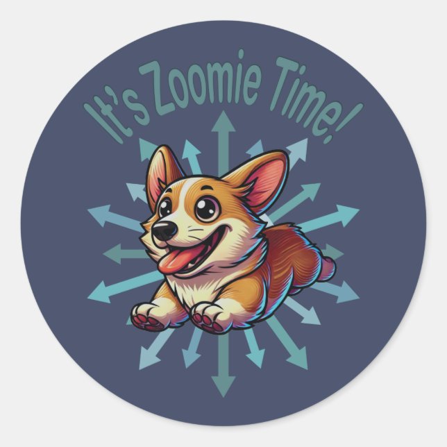 Adesivo É Zoomie Time Corgi (Frente)