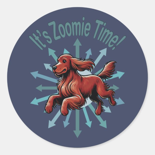Adesivo É Zoomie Time Irish Setter (Frente)