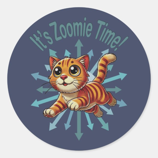 Adesivo É Zoomie Time Orange Tabby Cat (Frente)