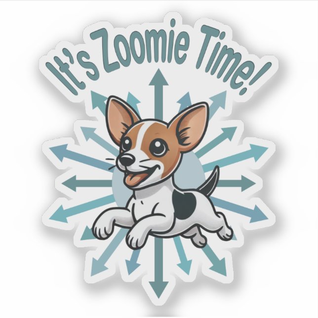 Adesivo É Zoomie Time Rat Terrier (Frente)