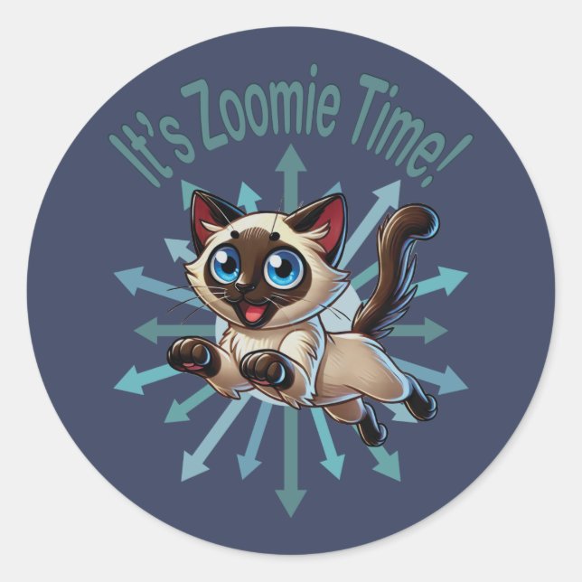 Adesivo É Zoomie Time Siamese Cat (Frente)