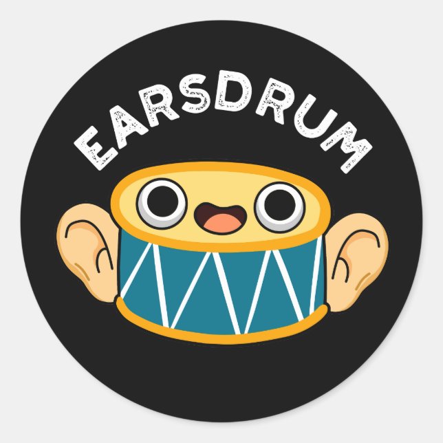 Adesivo Earsdrum Funny Drummer Eardrum Pun Dark BG (Frente)