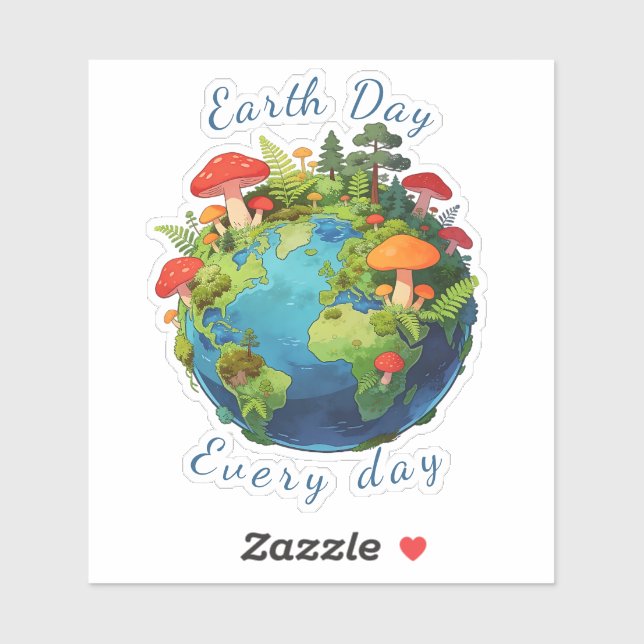 Adesivo Earth Day Every Day Nature Planet Design (Folha)