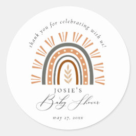 Adesivo Earthy Boho Rainbow Obrigado Chá de fraldas