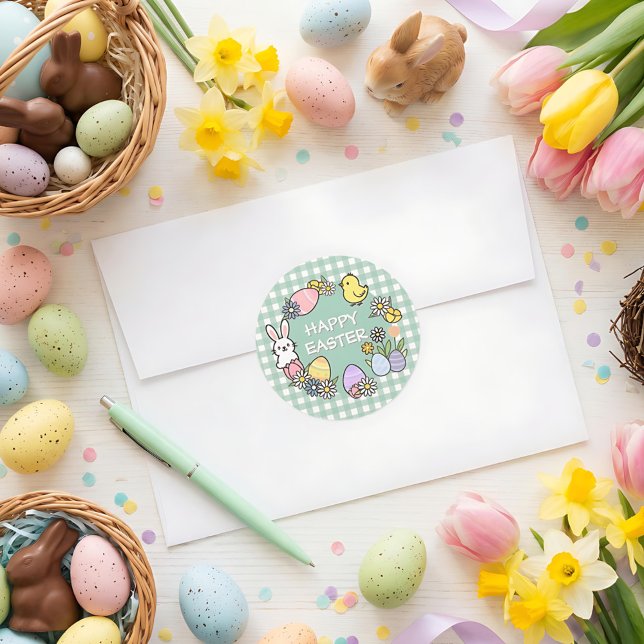 Adesivo Easter Brunch & Egg Hunt Green Gingham (Criador carregado)