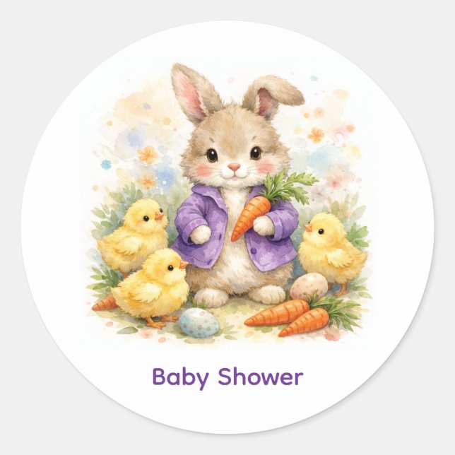 Adesivo Easter Bunny Purple Jacket Baby Shower (Frente)