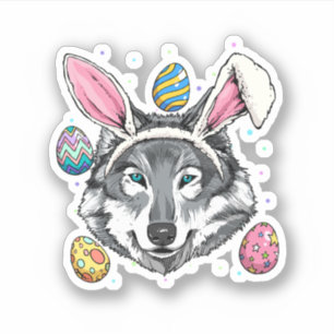 Adesivo Easter Bunny Wolf Funny Easter Wolf Wild Forest Wo