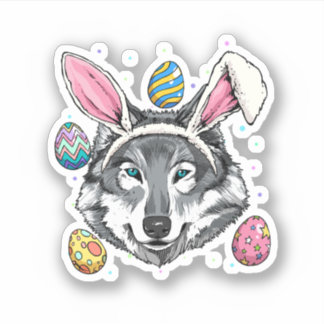 Adesivo Easter Bunny Wolf Funny Easter Wolf Wild Forest Wo