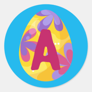 Adesivo Easter Egg - Alphabet - Letra A Nome Equipe Inicia