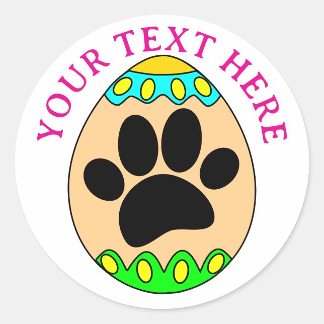 Adesivo Easter Egg Dog Paw Print Custom Text (Frente)