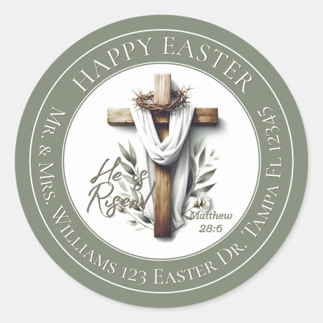 Adesivo Easter Morning Cross Return Address Label (Frente)
