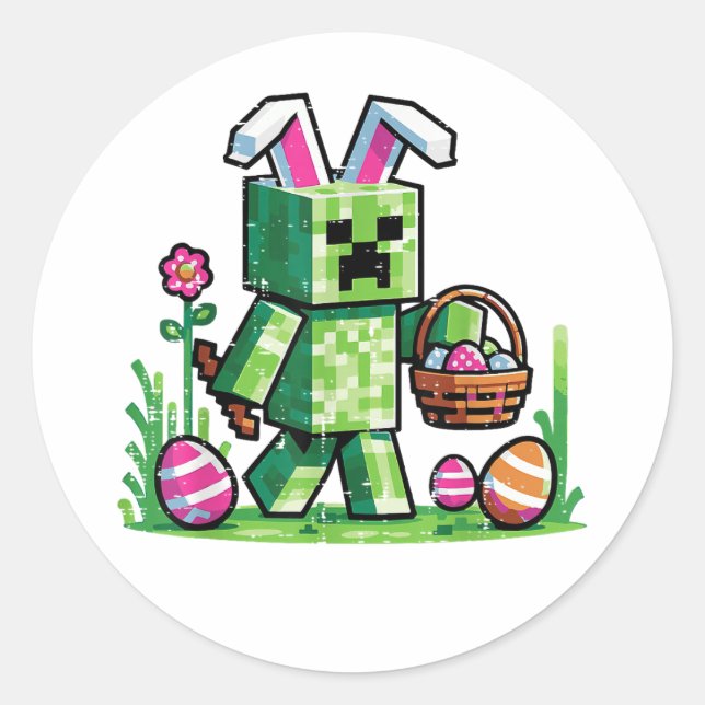 Adesivo Easter Pixel Gaming Bunny Egg Hunting (Frente)