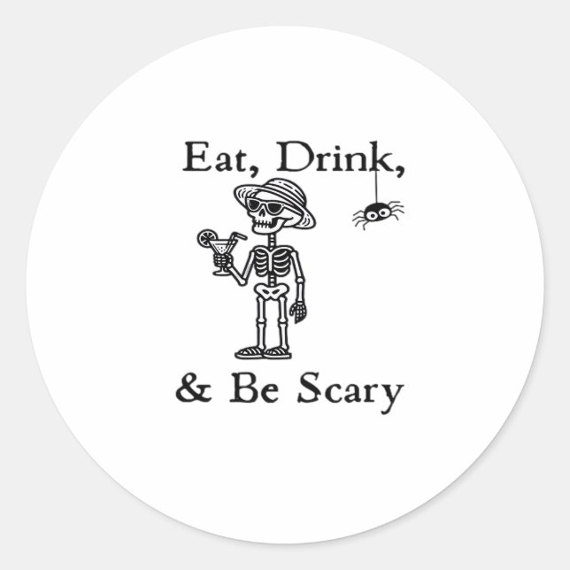 Adesivo Eat Drink And Be Scary Halloween Aesthetic Style (Frente)