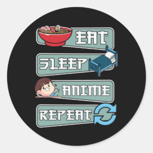 Adesivo Eat Sleep Anime Repeat Japanese   Kawaii Design