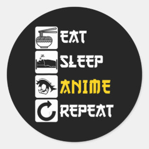 Adesivo Eat Sleep Anime Repete Manga Japão Dizendo Cosplay