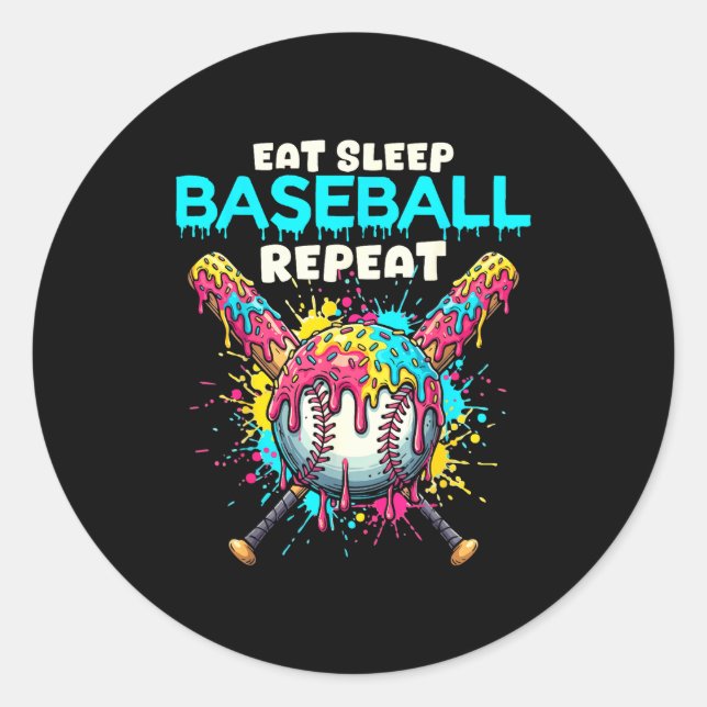 Adesivo Eat Sleep Baseball Repeat Funny Ice Cream Drip Cro (Frente)