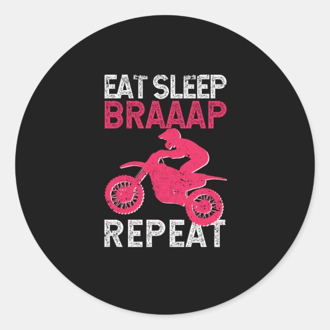 Adesivo Eat Sleep Braap Repeat Funny Dirt Bike Motocross (Frente)