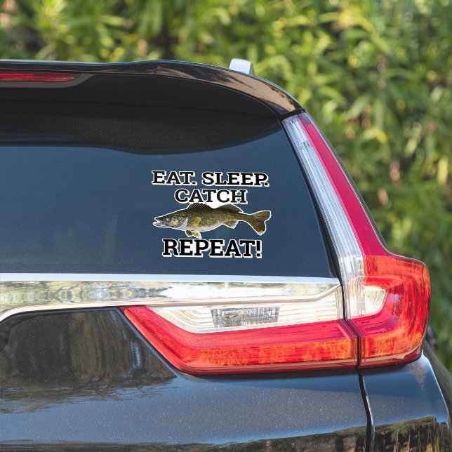 Adesivo Eat Sleep Catch Walleye Funny Fishing Angler (Lado do carro)
