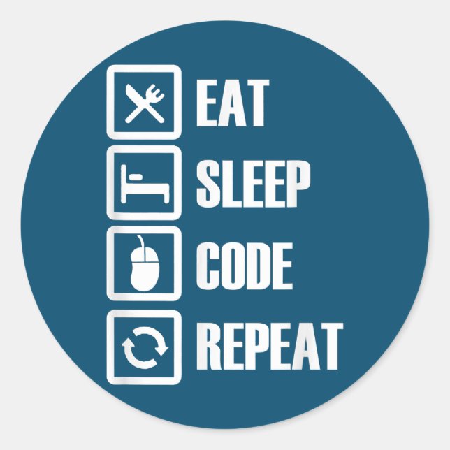 Adesivo Eat Sleep Code Repetir Engenheiro de programação d (Frente)