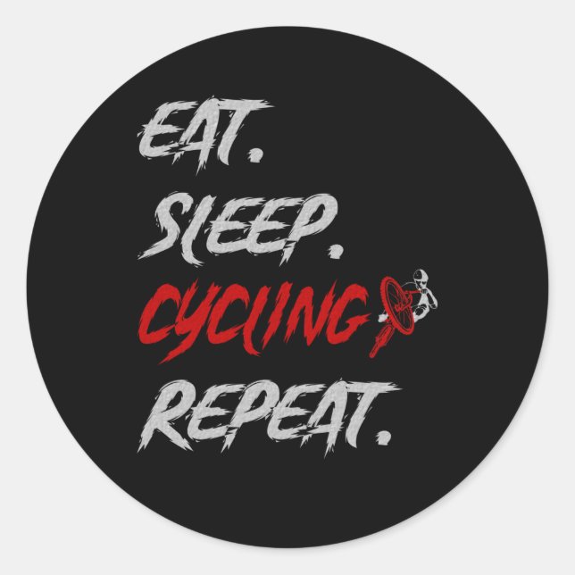 Adesivo Eat Sleep Cycling Repetir Hobby (Frente)