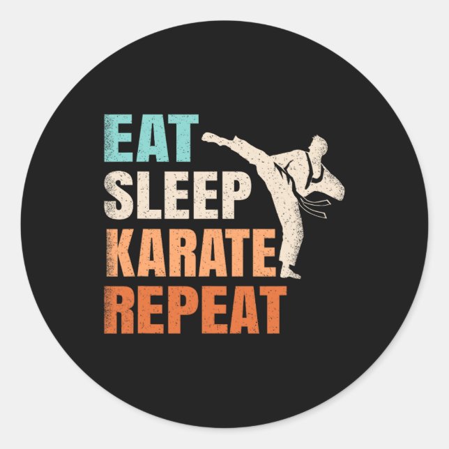 Adesivo Eat Sleep Karate Repeat Funny Retro Karate Lover M (Frente)