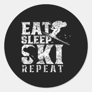 Adesivo Eat Sleep Ski Repete Esportes de inverno Esquiando