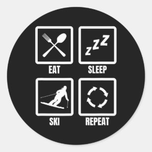 Adesivo Eat Sleep Ski Repetir Professor de Esqui Esportes